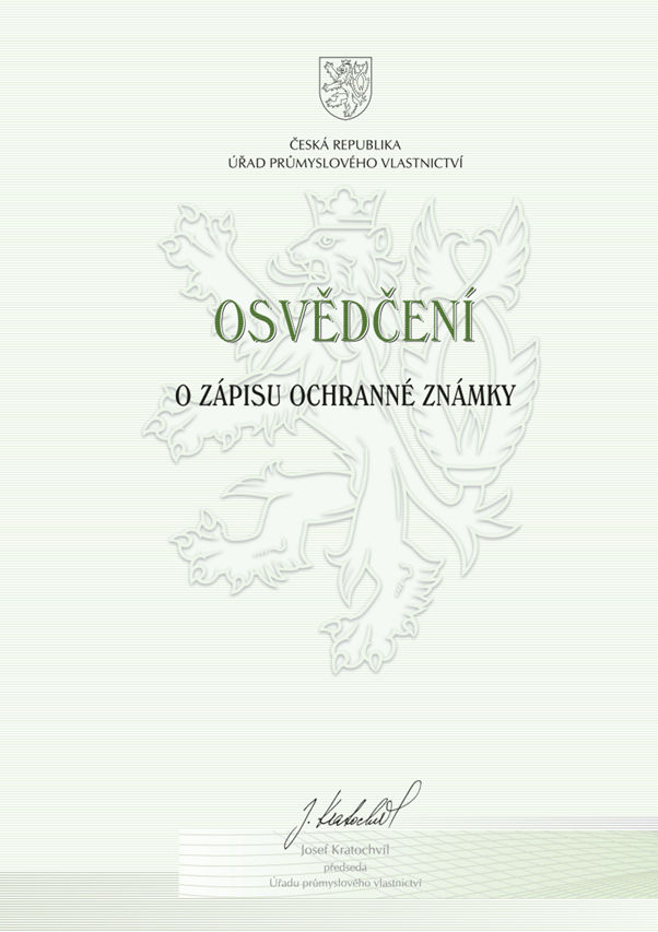 osvedceni o zapisu ochranne znamky